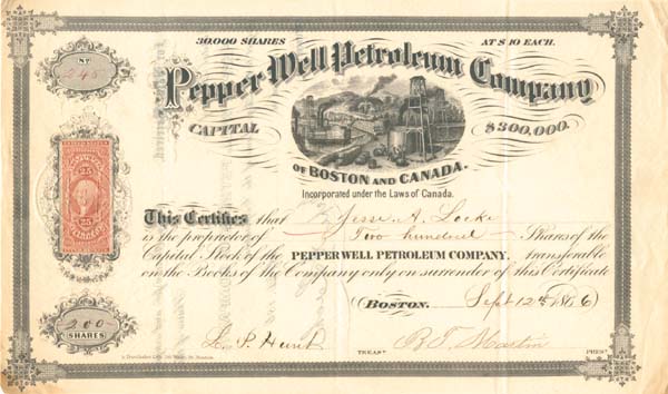 Pepper Well Petroleum Co. - Stock Certificate